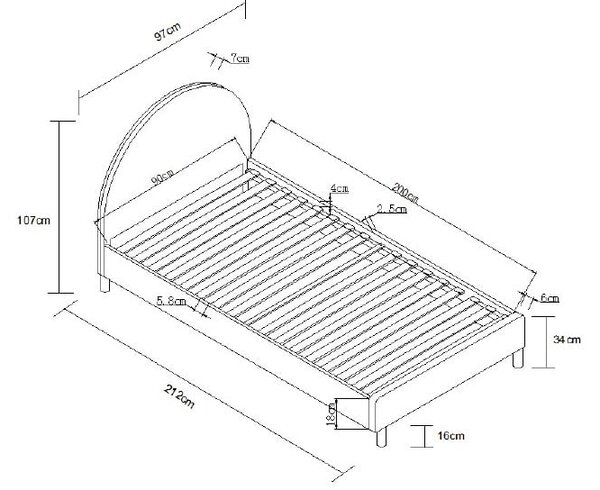 Zeleni tapecirani krevet s podnicom 90x200 cm MOON – Vipack