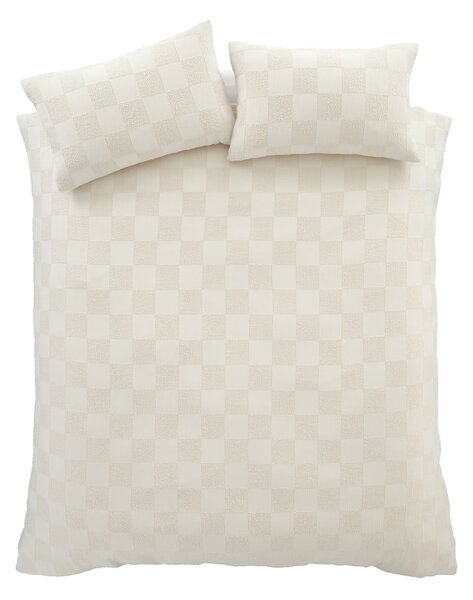 Krem posteljina za krevet za jednu osobu od boucle tkanine 135x200 cm Cosy Checkerboard – Catherine Lansfield