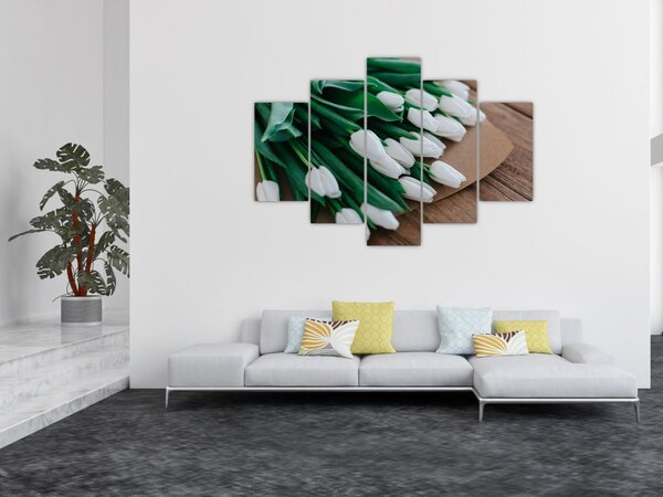 Slika buketa bijelih tulipana (150x105 cm)