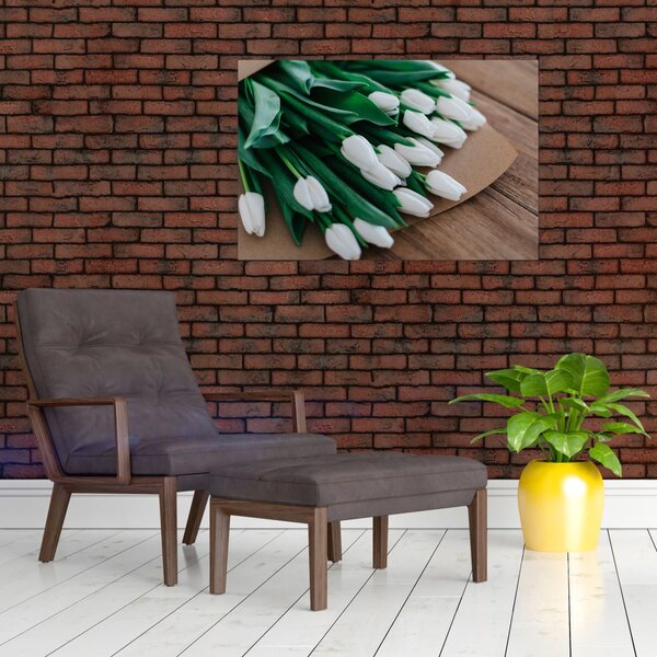 Slika buketa bijelih tulipana (90x60 cm)
