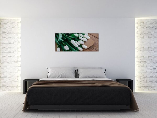 Slika buketa bijelih tulipana (120x50 cm)