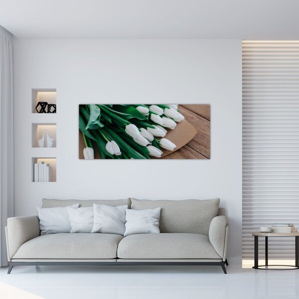 Slika buketa bijelih tulipana (120x50 cm)
