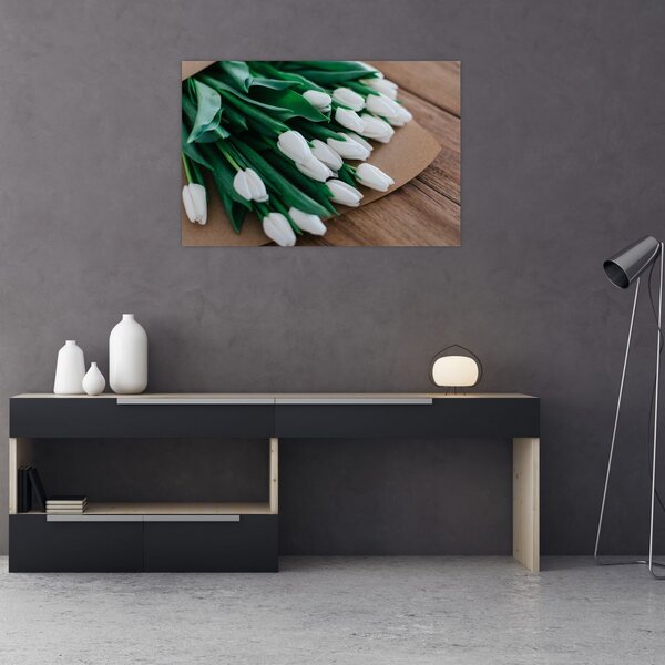 Slika buketa bijelih tulipana (90x60 cm)