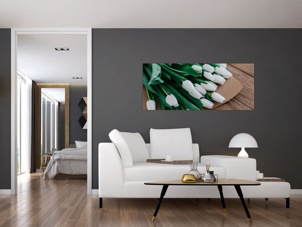 Slika buketa bijelih tulipana (120x50 cm)