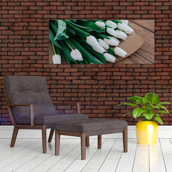 Slika buketa bijelih tulipana (120x50 cm)