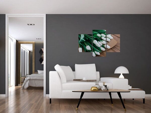 Slika buketa bijelih tulipana (90x60 cm)