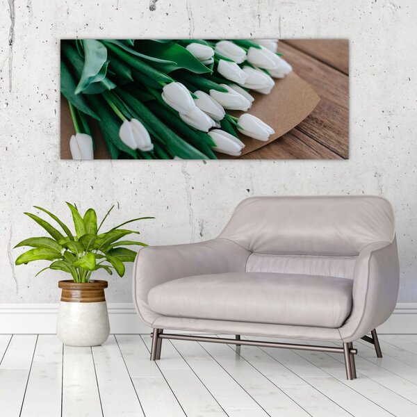 Slika buketa bijelih tulipana (120x50 cm)