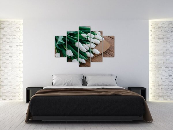 Slika buketa bijelih tulipana (150x105 cm)