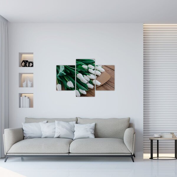 Slika buketa bijelih tulipana (90x60 cm)