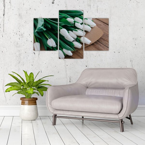 Slika buketa bijelih tulipana (90x60 cm)