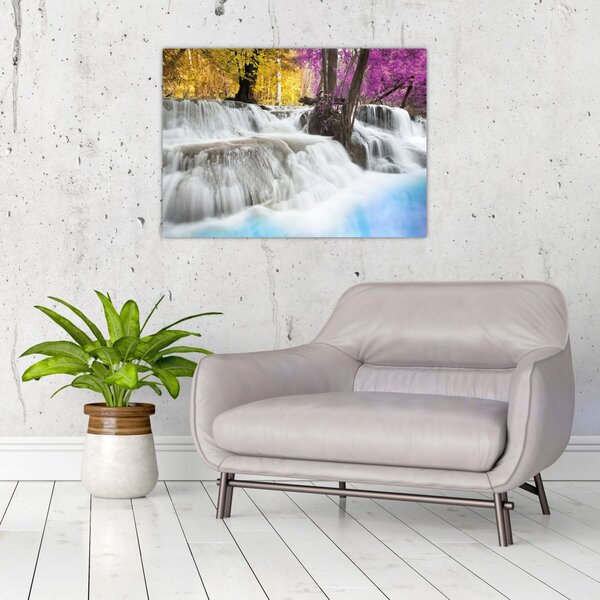 Slika vodopada Erawan u šumi (70x50 cm)
