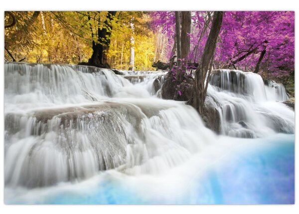 Slika vodopada Erawan u šumi (90x60 cm)