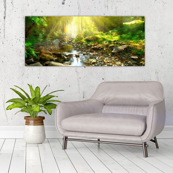 Slika rijeke u zelenoj šumi (120x50 cm)