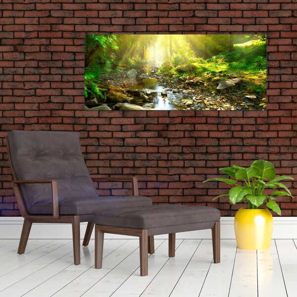 Slika rijeke u zelenoj šumi (120x50 cm)