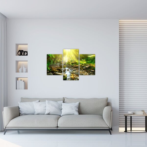 Slika rijeke u zelenoj šumi (90x60 cm)