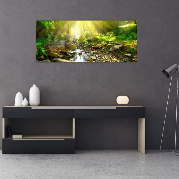 Slika rijeke u zelenoj šumi (120x50 cm)