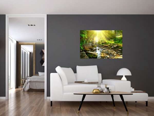 Slika rijeke u zelenoj šumi (90x60 cm)