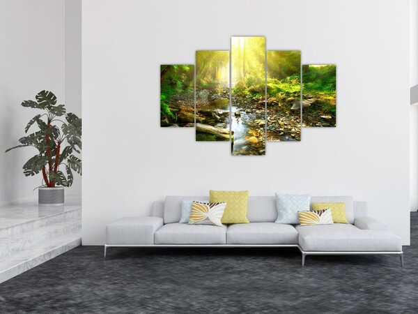 Slika rijeke u zelenoj šumi (150x105 cm)