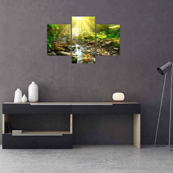 Slika rijeke u zelenoj šumi (90x60 cm)