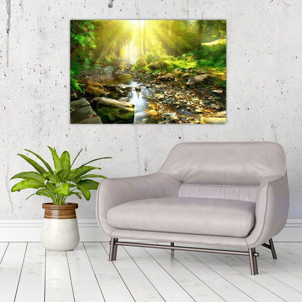 Slika rijeke u zelenoj šumi (90x60 cm)
