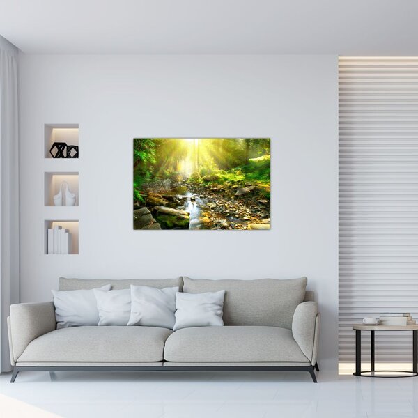 Slika rijeke u zelenoj šumi (90x60 cm)