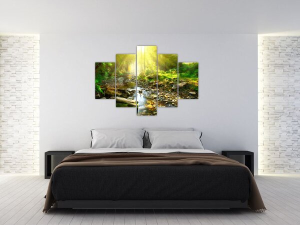 Slika rijeke u zelenoj šumi (150x105 cm)