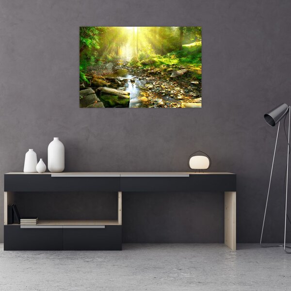 Slika rijeke u zelenoj šumi (90x60 cm)