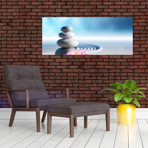 Slika pijeska, ljiljana i masažnog kamenja (120x50 cm)