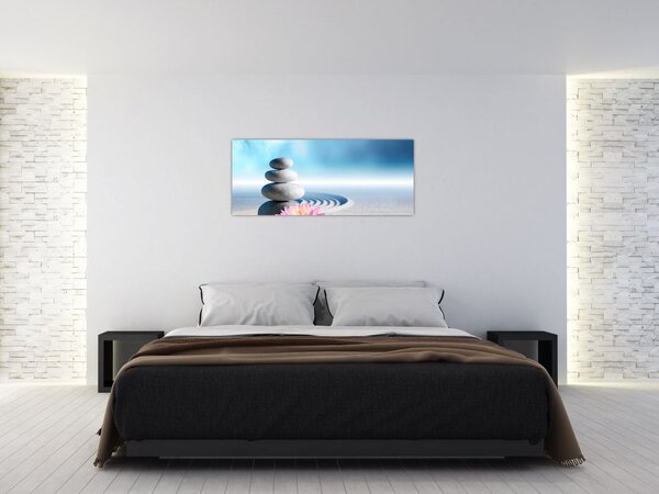 Slika pijeska, ljiljana i masažnog kamenja (120x50 cm)
