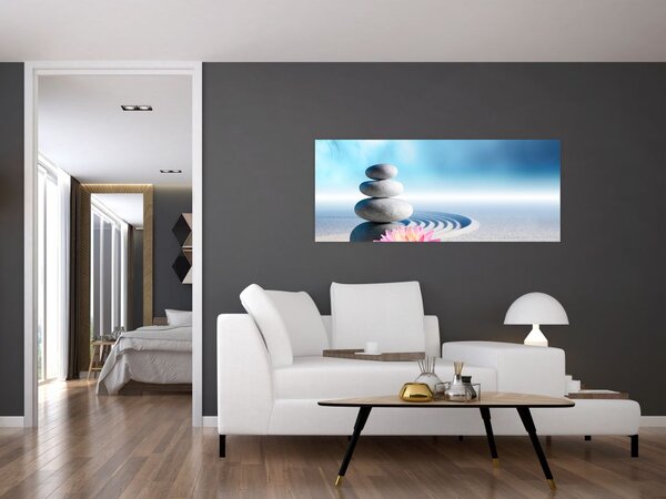 Slika pijeska, ljiljana i masažnog kamenja (120x50 cm)