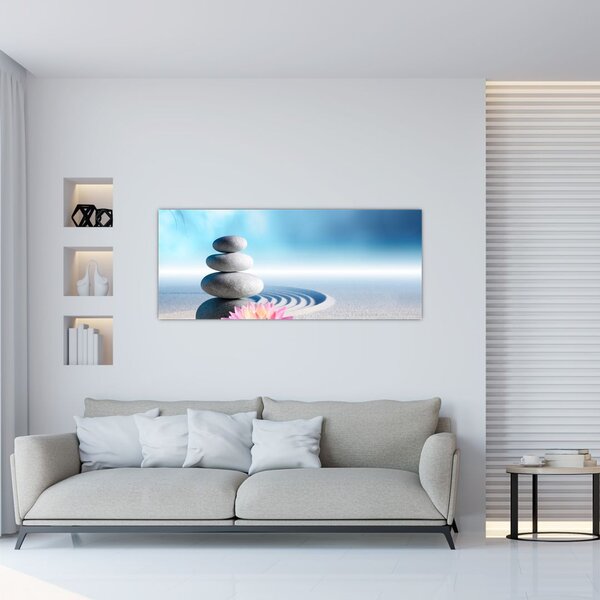 Slika pijeska, ljiljana i masažnog kamenja (120x50 cm)