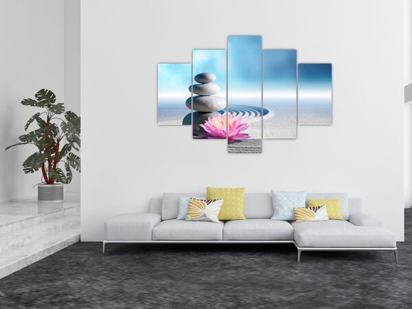 Slika pijeska, ljiljana i masažnog kamenja (150x105 cm)