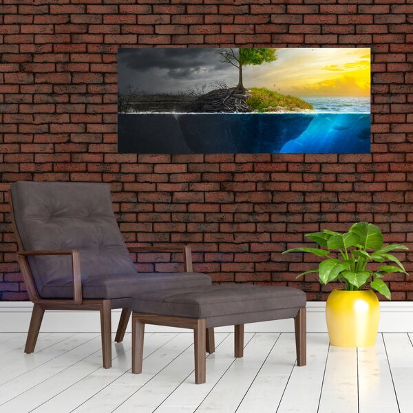 Slika koja prikazuje dvije strane (120x50 cm)