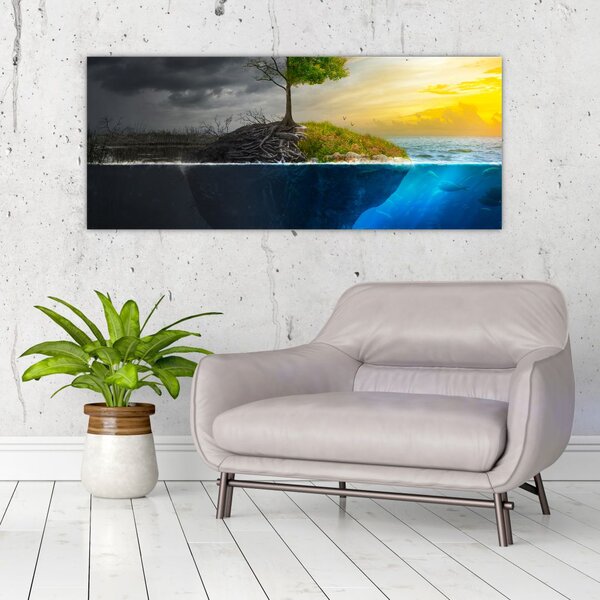 Slika koja prikazuje dvije strane (120x50 cm)