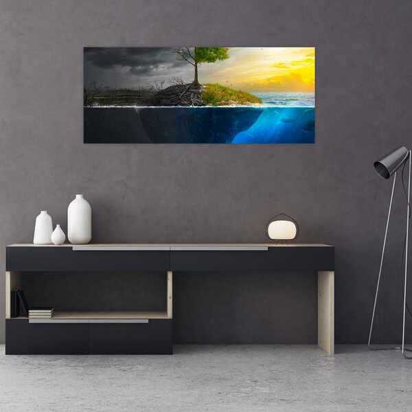 Slika koja prikazuje dvije strane (120x50 cm)
