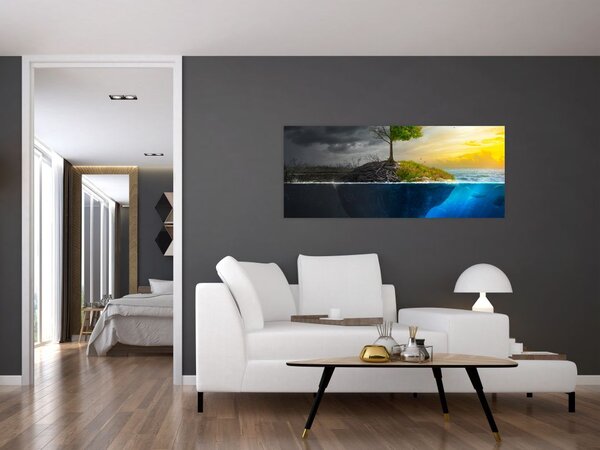 Slika koja prikazuje dvije strane (120x50 cm)