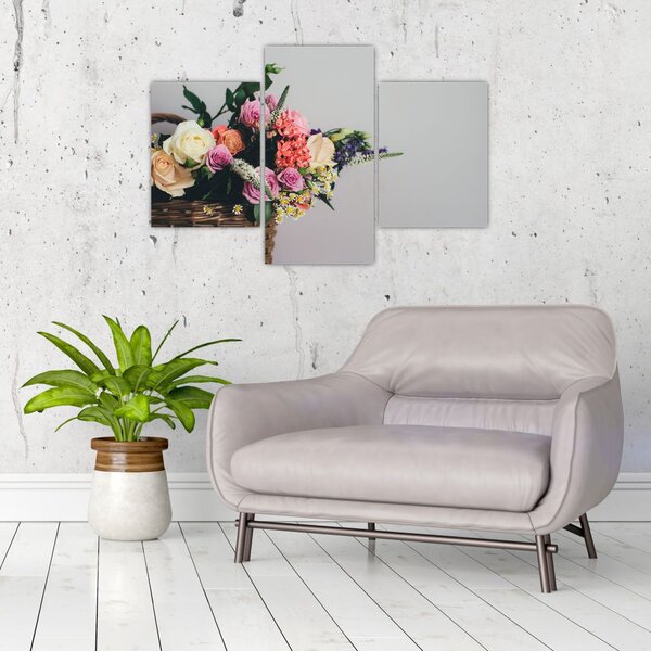 Slika košare s cvijećem (90x60 cm)