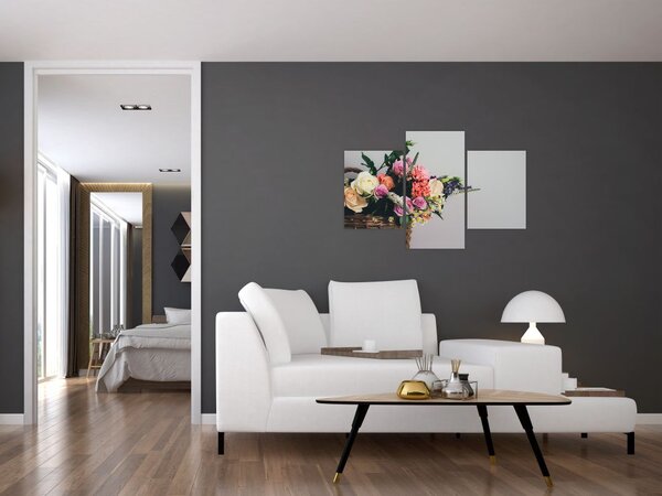 Slika košare s cvijećem (90x60 cm)