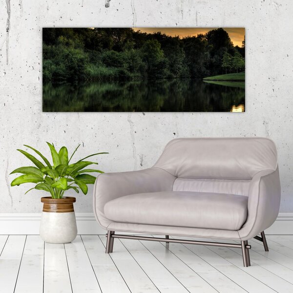 Slika jezera u šumi (120x50 cm)
