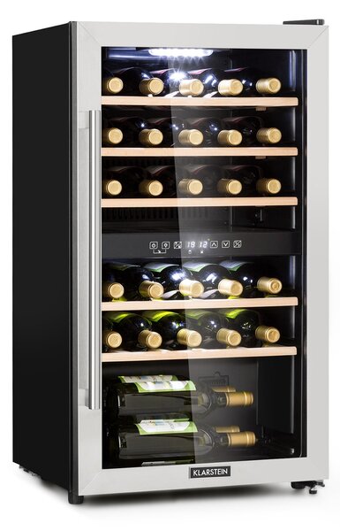 Klarstein Vinamour 29D, vinoteka, 2 zone, 80 l, 29 boca, 5 - 22 ° C, zaslon osjetljiv na dodir