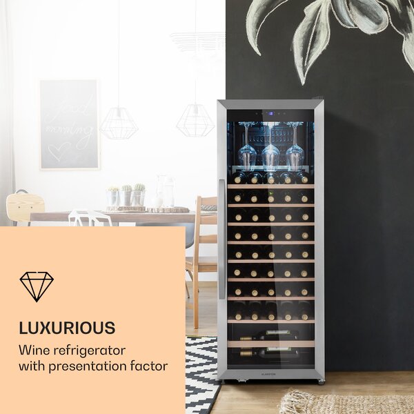 Klarstein Vinamour 46 Uno, vinoteka, 1 zona, 155 l / 46 fl., 4-18 °C, nehrđajući čelik