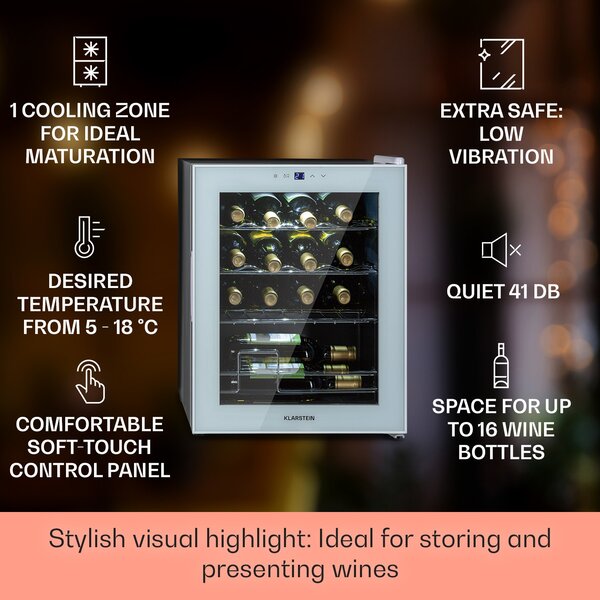 Klarstein Shiraz 16 Quartz, vinoteka, 42l, touch control panel, 160 W, 5-18°C