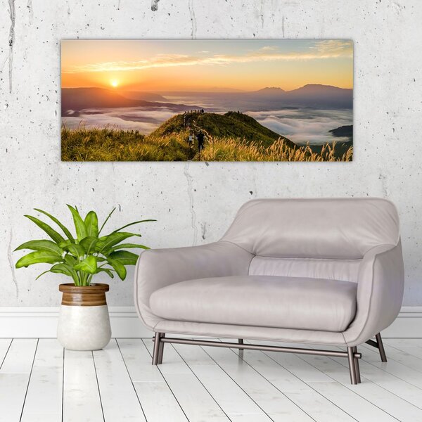 Slika planine pri zalasku sunca (120x50 cm)