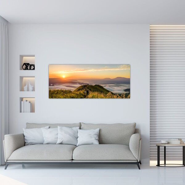 Slika planine pri zalasku sunca (120x50 cm)