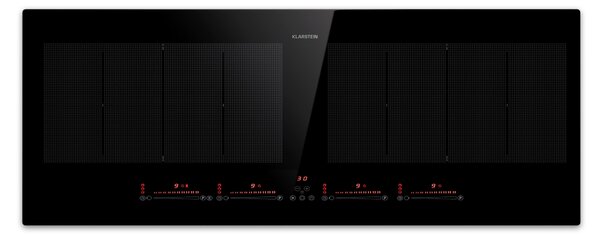 Klarstein Masterzone 90 Slim Flex, indukcijska ploča, maks. 7200 W, ugrađena, 4 zone, 2 Flex zone, ThermoBoost tehnologija, Smart Flex