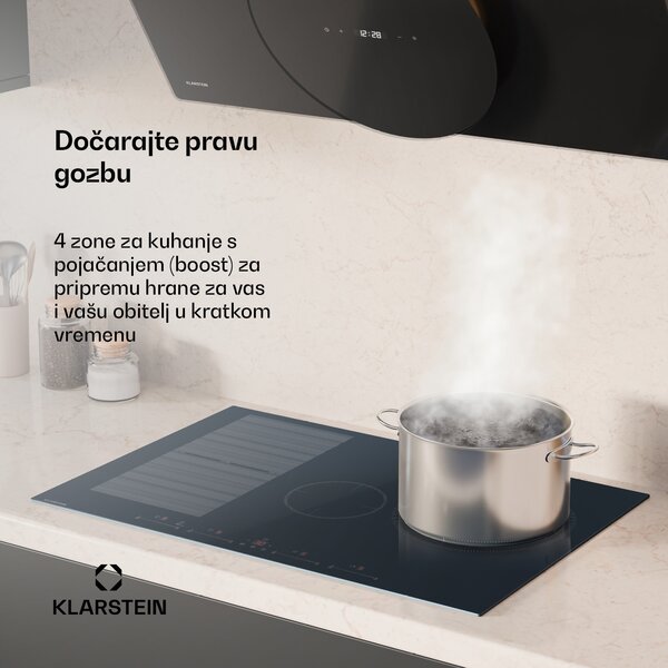 Klarstein Delicatessa 77 Flex ugradbena indukcijska ploča, 7500 W, Flexi zona, Booster, Indukcija