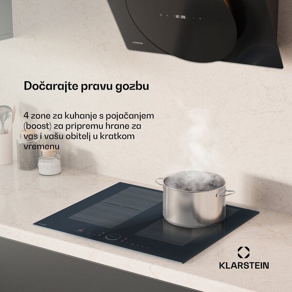 Klarstein Delicatessa 60 Flex ugradbena indukcijska ploča, 7000 W, Flexi zona, Booster, Indukcija