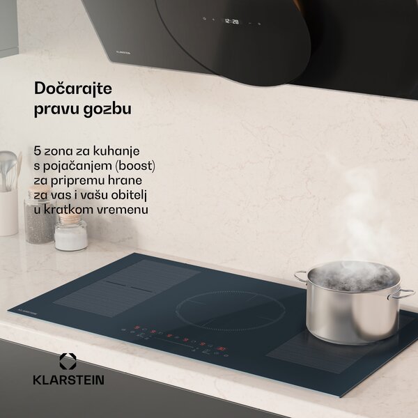 Klarstein Delicatessa 90 Full Flex ugradbena indukcijska ploča, 9500 W, Flexi zona, Booster, Indukcija