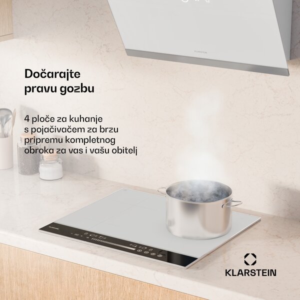Klarstein DualTone Hybrid indukcijska ploča, Flex zona, LED zaslon, Kontrola s klizačima, 7200 W