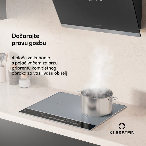 Klarstein Indukcijska ploča DualTone Flex, Flex Zone, LED zaslon, Klizna kontrola, 7200 W
